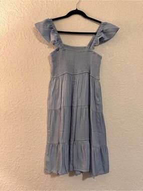 Cupshe Light Blue Smocked Ruffle Strap Mini Dress
